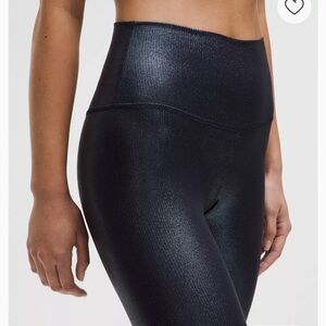 Lululemon Align High Rise Ribbed Pant Shine Sz 2 Radiate Foil Print Black Night